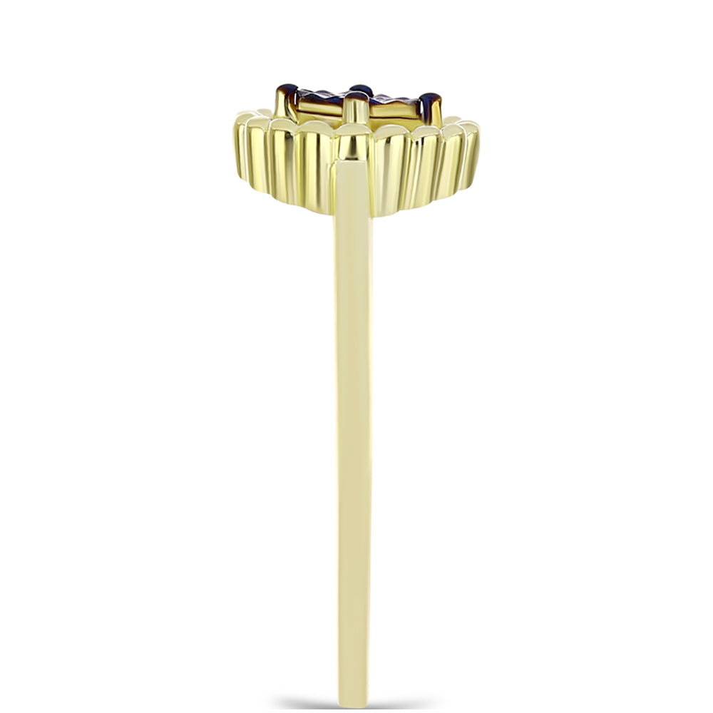 Goldplattierter Silberring mit blauem Diamant