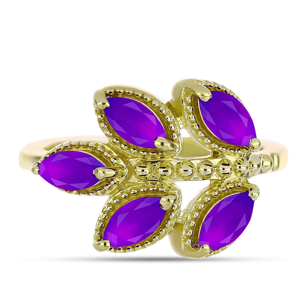 Goldplattierter Silberring mit lila Achat 1 