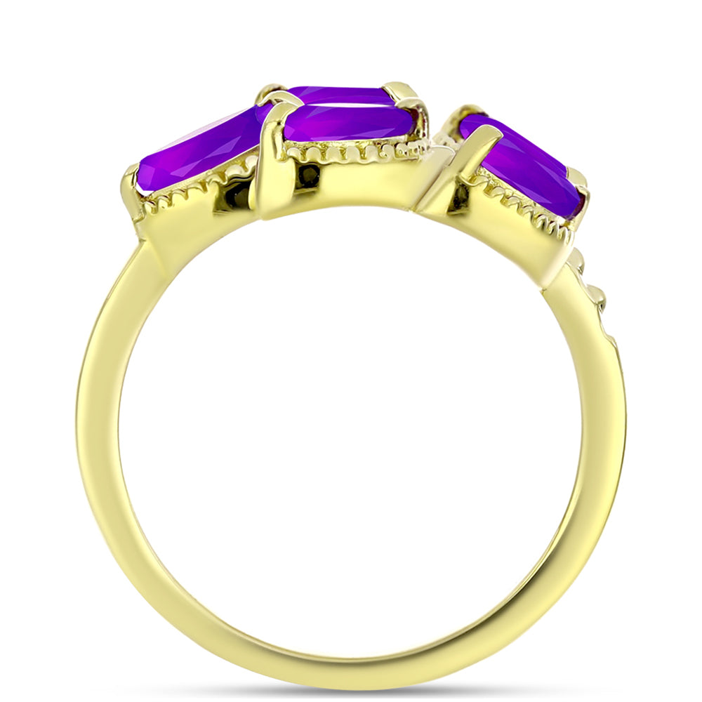 Goldplattierter Silberring mit lila Achat 2 