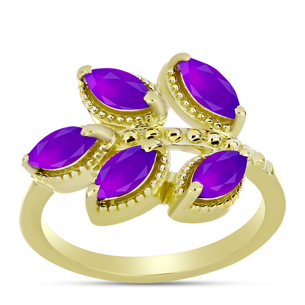 Goldplattierter Silberring mit lila Achat 3 