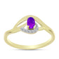 Goldplattierter Silberring mit lila Achat und weißem Topas