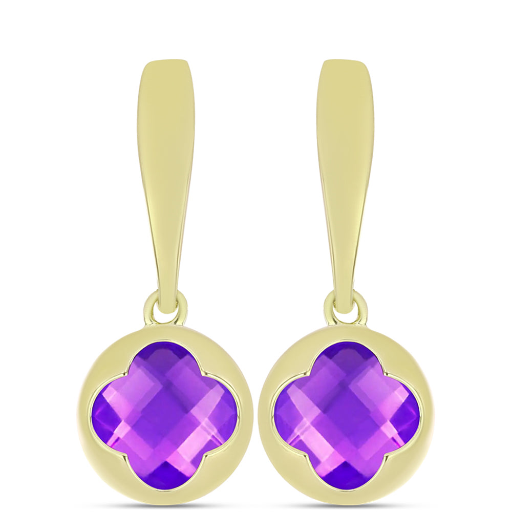 Goldplattierte Silberohrringe mit lila Achat