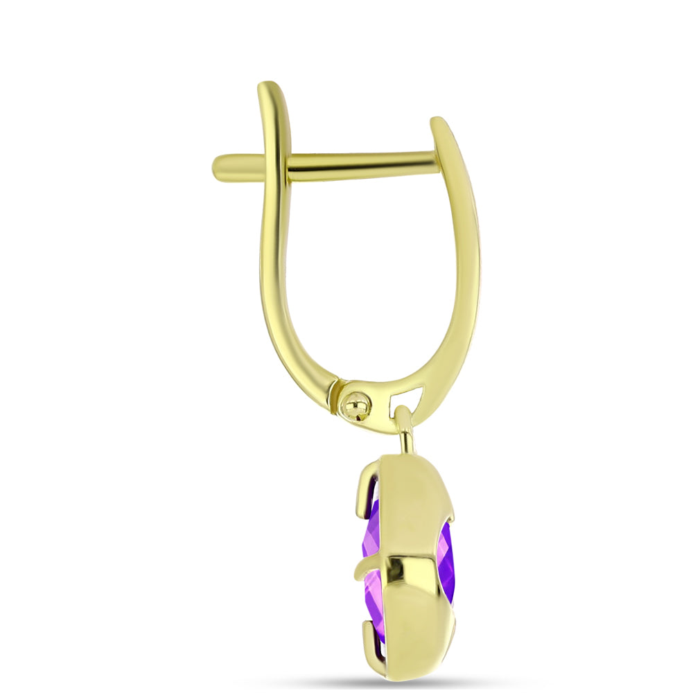 Goldplattierte Silberohrringe mit lila Achat 2 