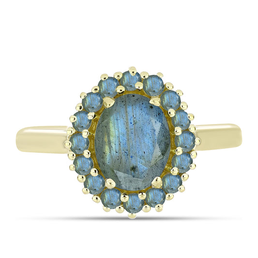 Goldplattierter Silberring mit Labradorit