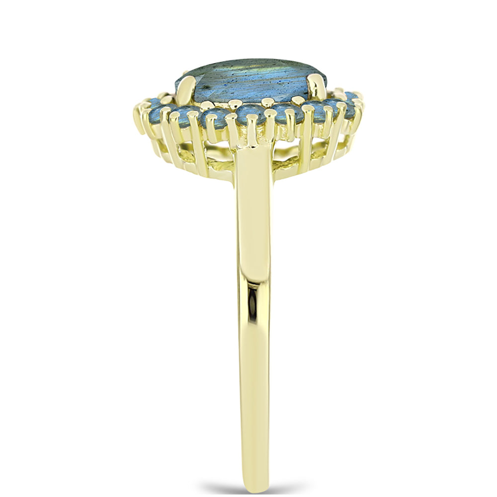 Goldplattierter Silberring mit Labradorit