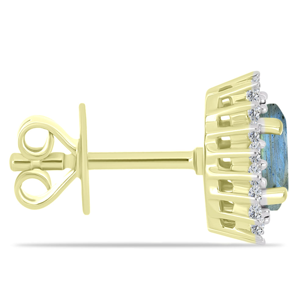 Goldplattierte Silberohrringe mit Labradorit und weißem Topas