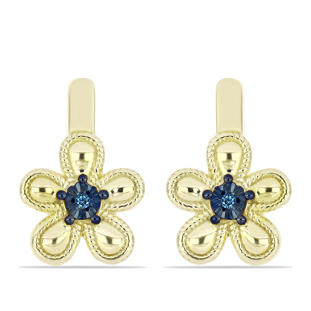 Goldplattierte Silberohrringe mit blauem Diamant