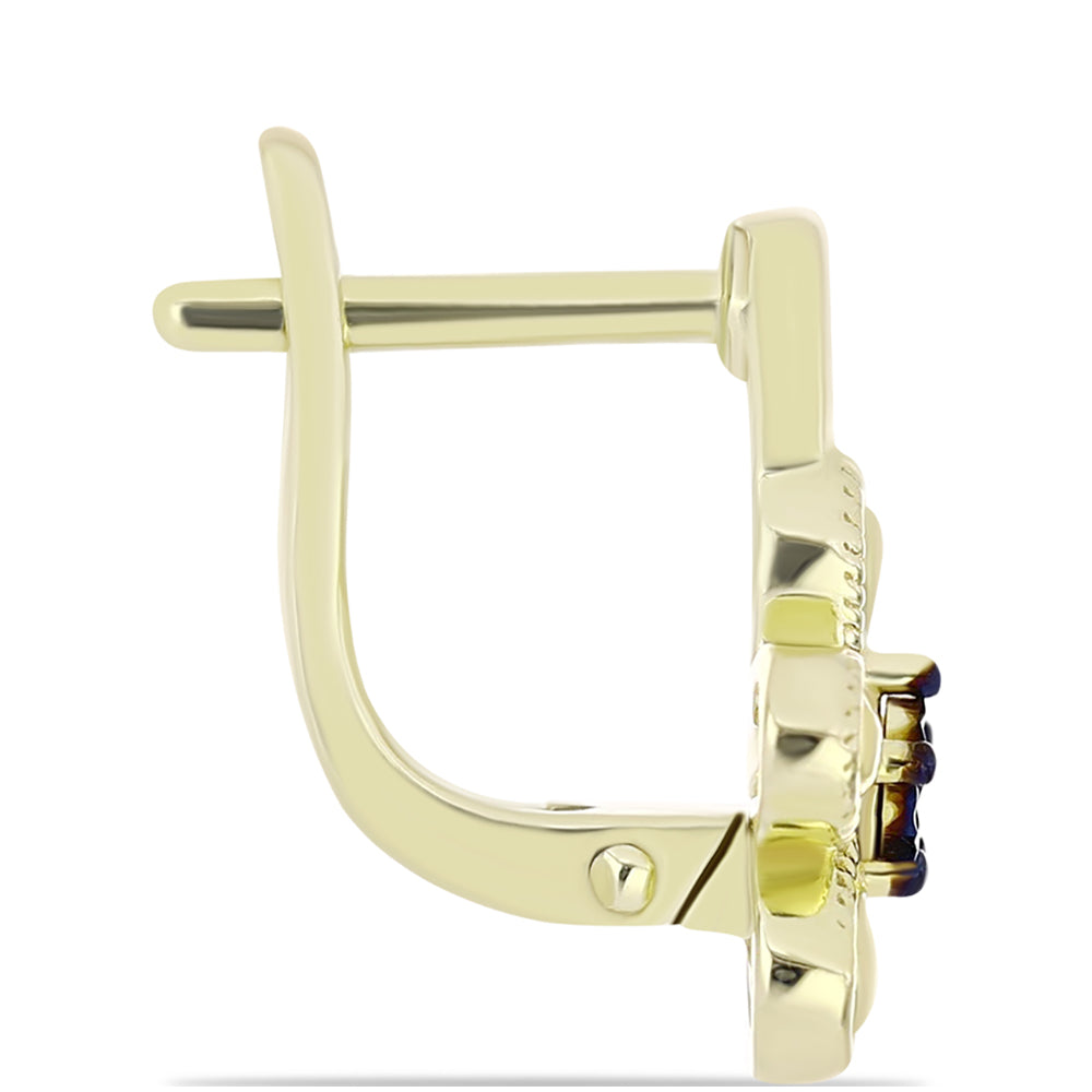 Goldplattierte Silberohrringe mit blauem Diamant 2 