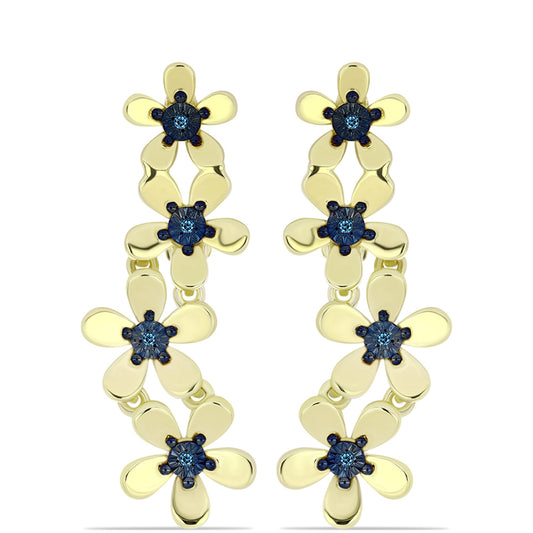 Goldplattierte Silberohrringe mit blauem Diamant