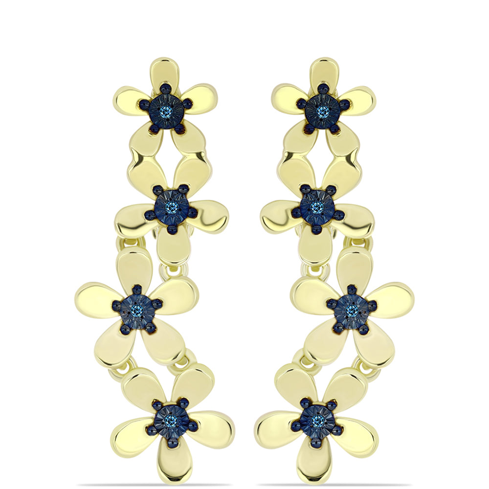 Goldplattierte Silberohrringe mit blauem Diamant 3 