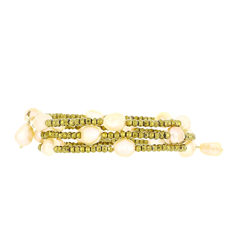 Goldplattiertes Silberarmband mit pfirsichfarbener Süßwasserperle 2 