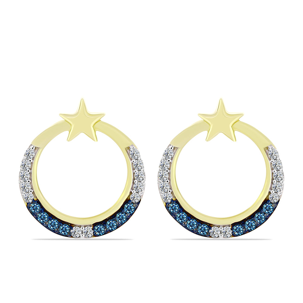 Goldplattierte Silberohrringe mit blauem Diamant und weißem Topas 1 