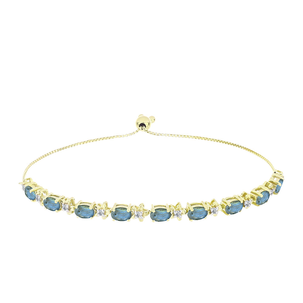 Goldplattiertes Silberarmband mit Labradorit und weißem Topas 1 