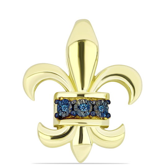 Goldplattierter Silberanhänger mit blauem Diamant