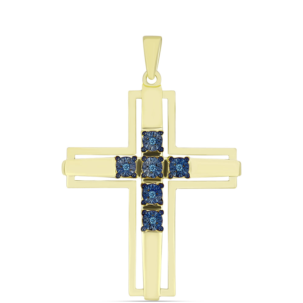 Goldplattierter Silberanhänger mit blauem Diamant 1 