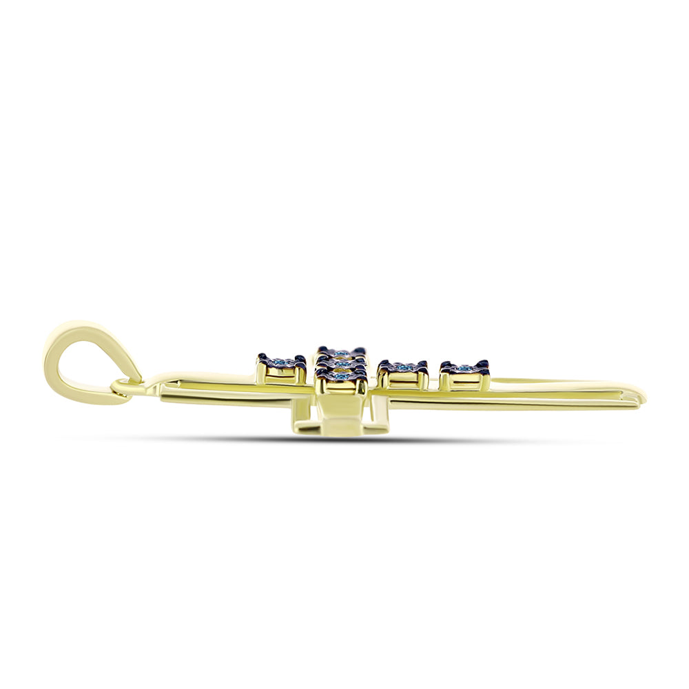 Goldplattierter Silberanhänger mit blauem Diamant 2 