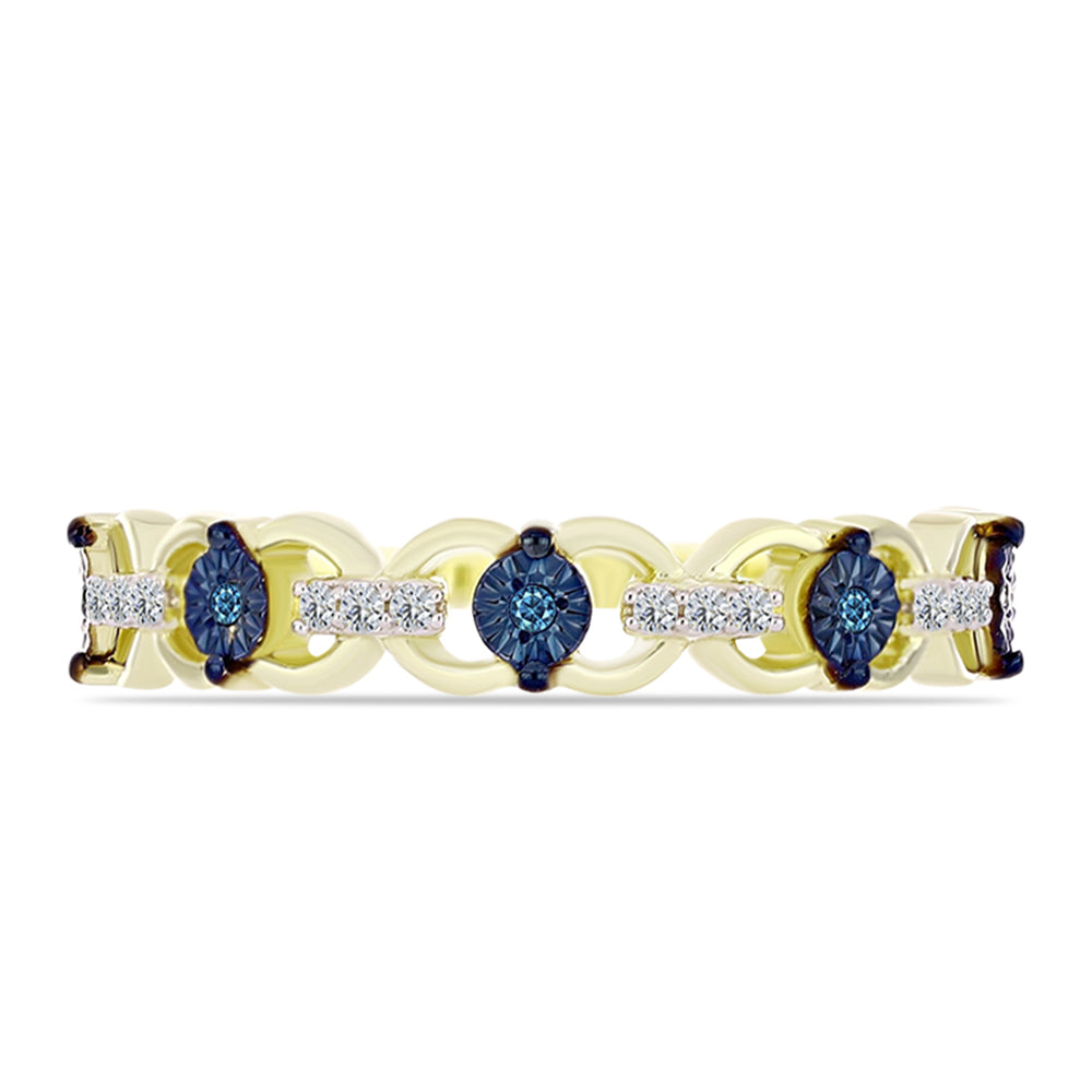 Goldplattierter Silberring mit blauem Diamant und weißem Topas 5 