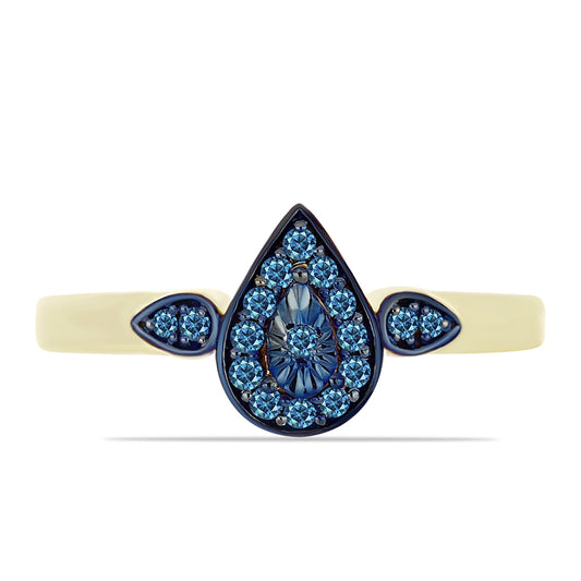 Goldplattierter Silberring mit blauem Diamant