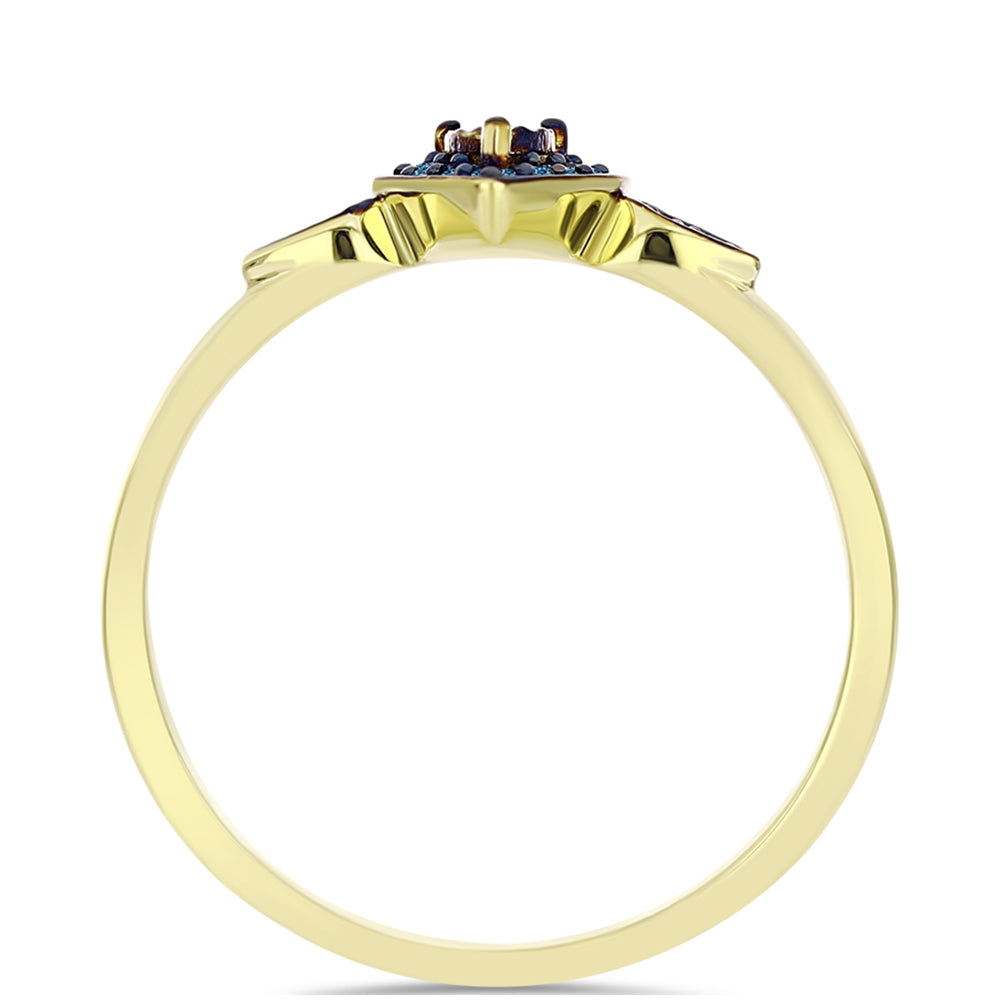 Goldplattierter Silberring mit blauem Diamant 2 