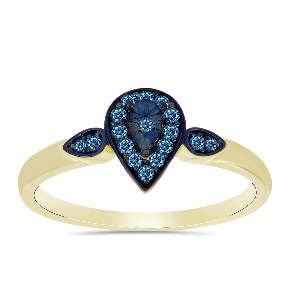 Goldplattierter Silberring mit blauem Diamant 7 