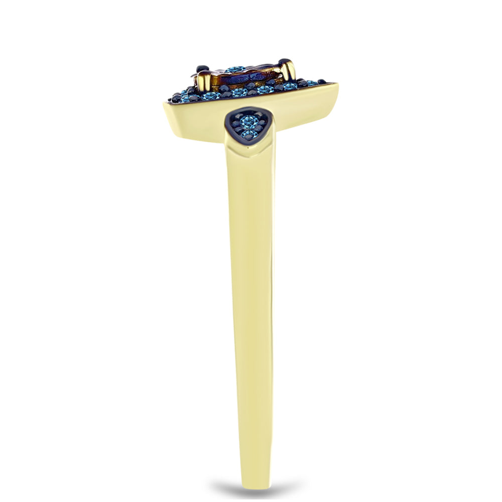 Goldplattierter Silberring mit blauem Diamant 8 