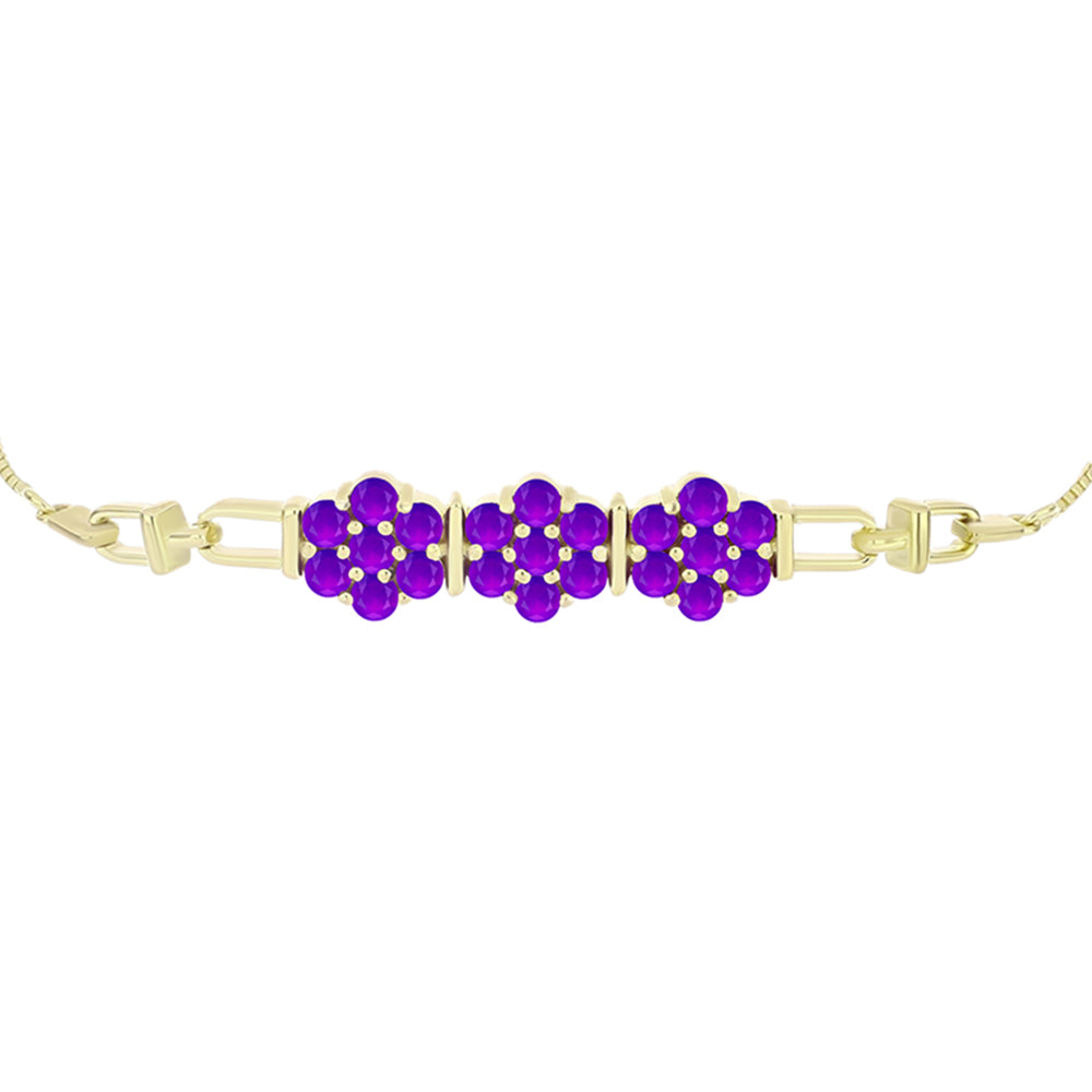 Goldplattiertes Silberarmband mit lila Achat 2 