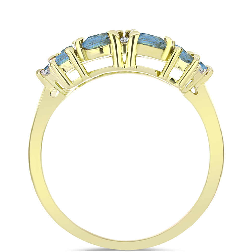 Goldplattierter Silberring mit Labradorit und weißem Topas