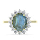Goldplattierter Silberring mit Labradorit und weißem Topas