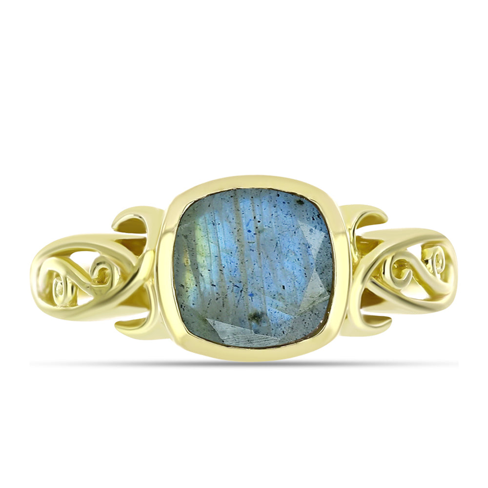 Goldplattierter Silberring mit Labradorit
