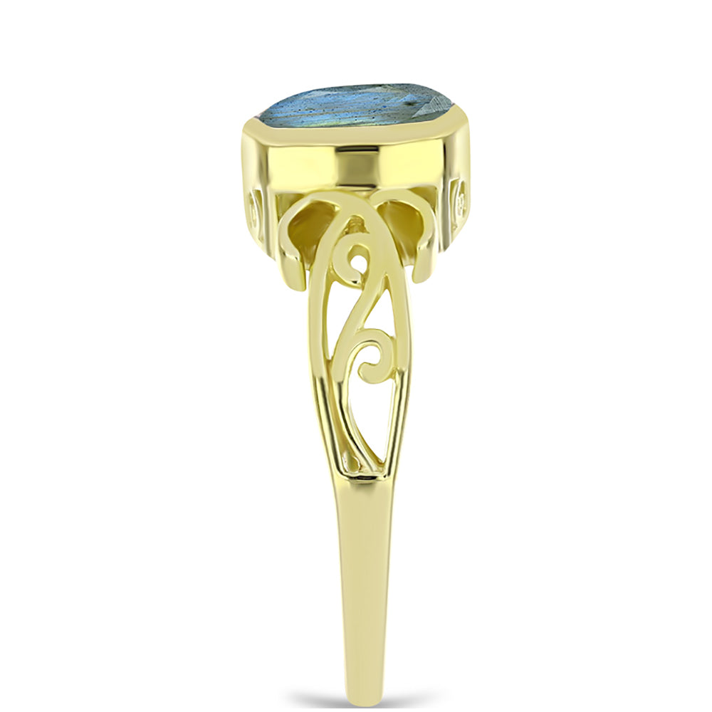 Goldplattierter Silberring mit Labradorit