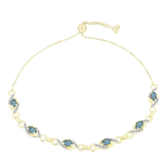 Goldplattiertes Silberarmband mit Labradorit und weißem Topas