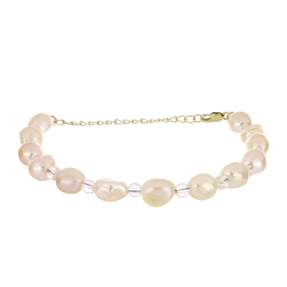 Goldplattiertes Silberarmband mit pfirsichfarbener Süßwasserperle 1 
