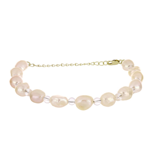 Goldplattiertes Silberarmband mit pfirsichfarbener Süßwasserperle