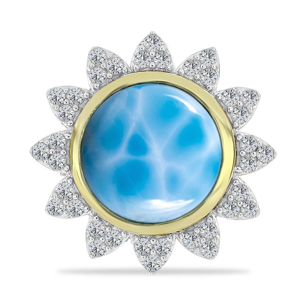 Goldplattierter Silberring mit Larimar und weißem Topas 1 
