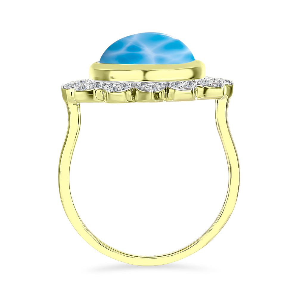 Goldplattierter Silberring mit Larimar und weißem Topas 2 