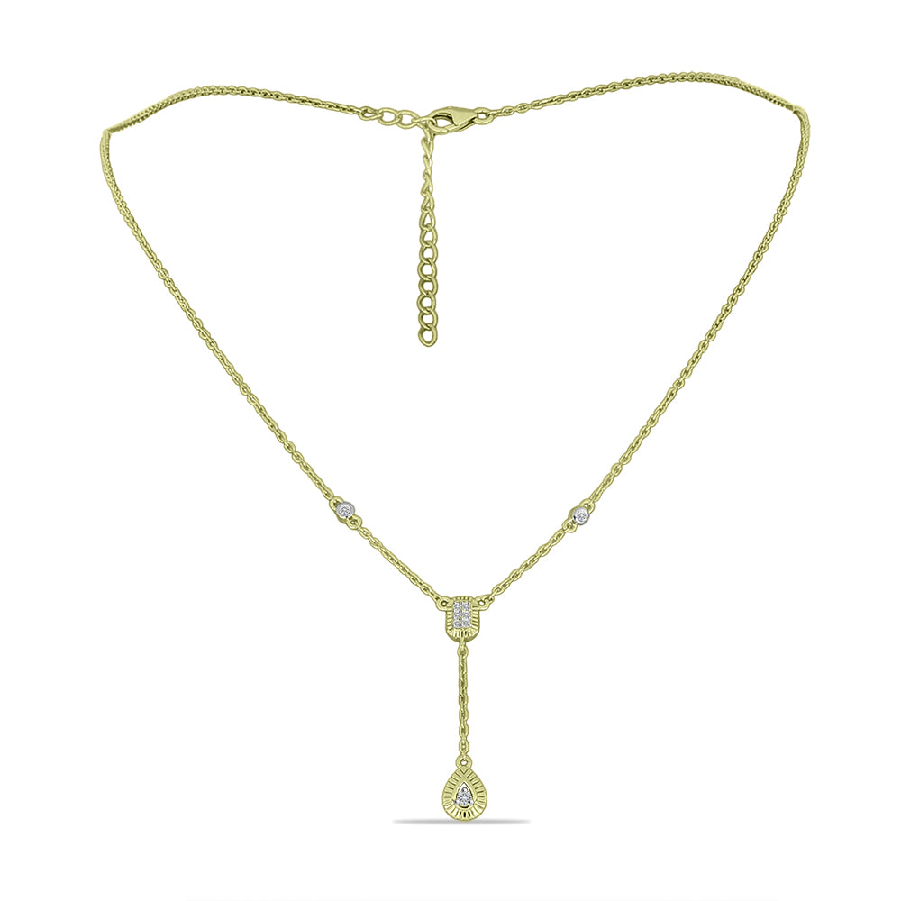 Goldplattierte Silberhalskette mit weißem Diamant 1 