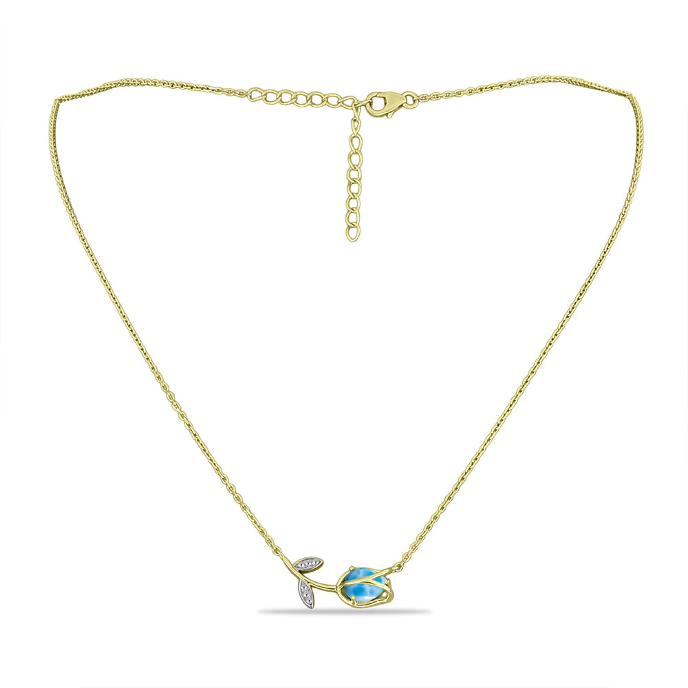 Goldplattierte Silberhalskette mit Larimar und weißem Topas 1 