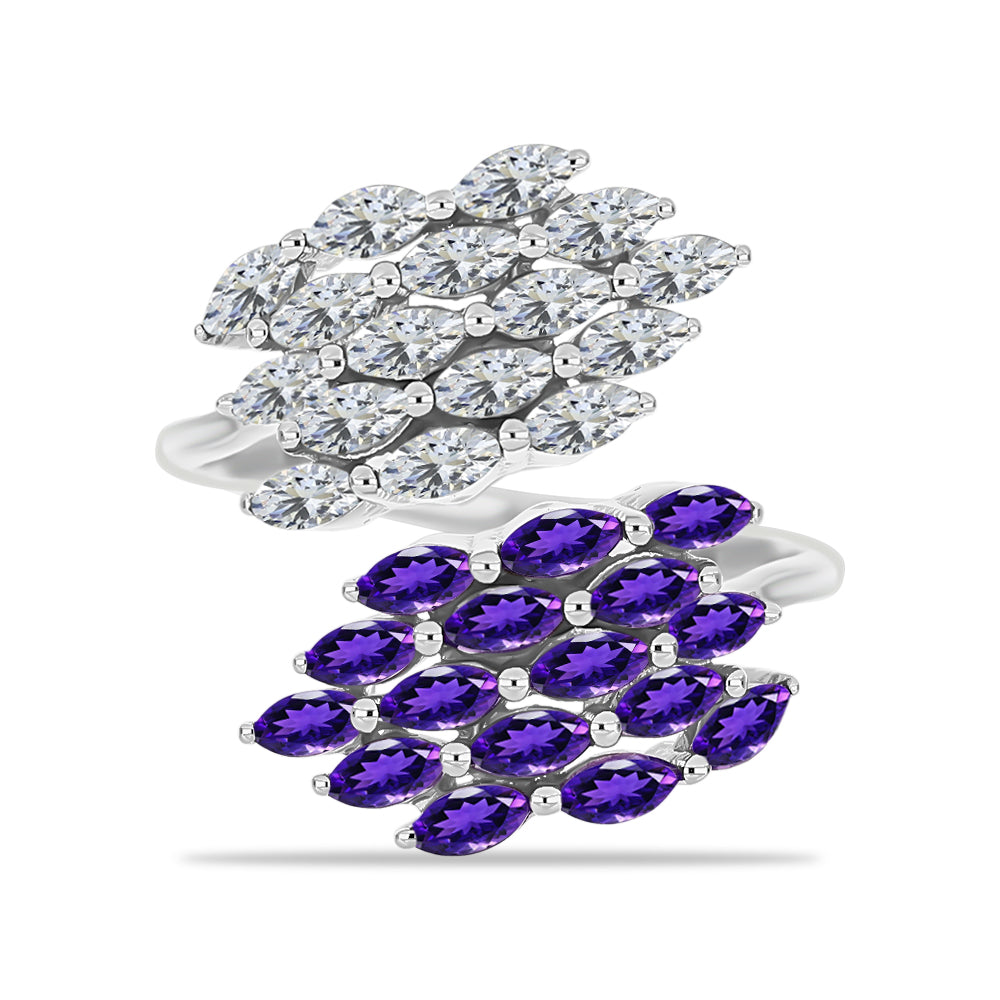 Silberring mit marokkanischem Amethyst und weißem Topas 1 