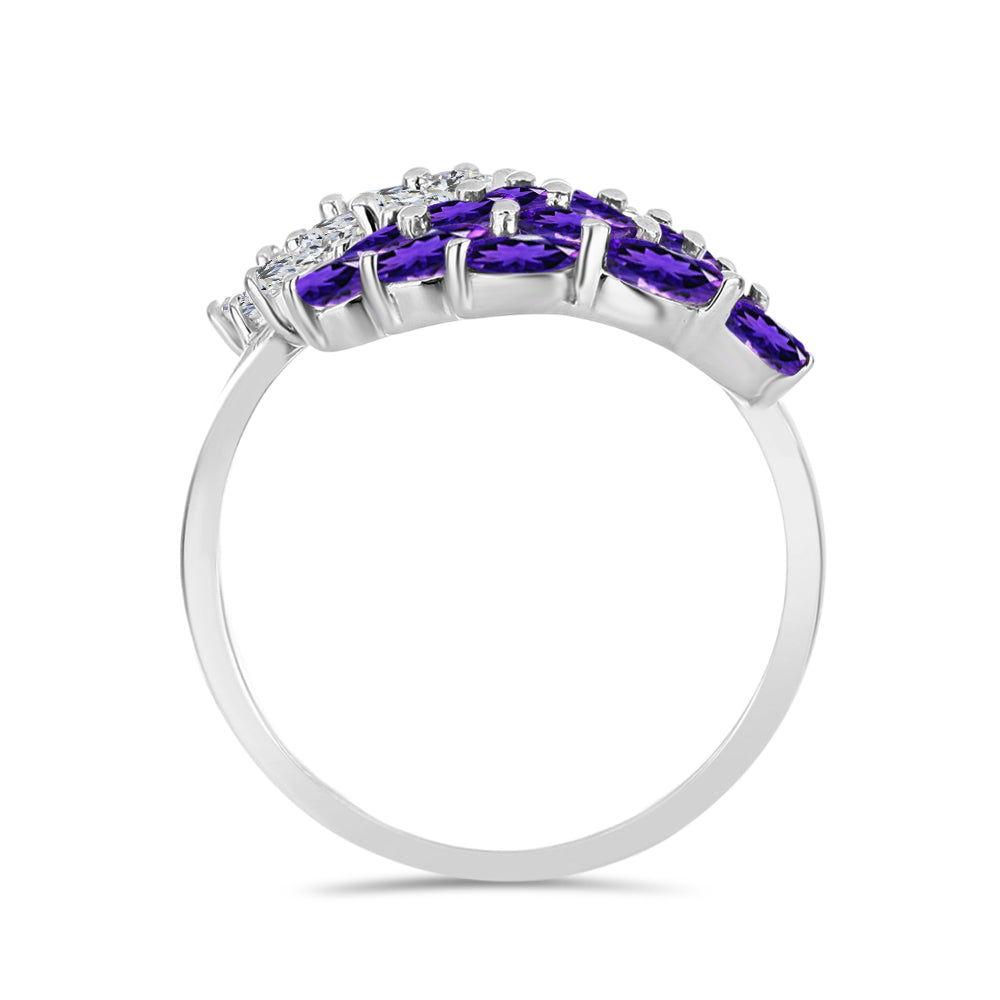 Silberring mit marokkanischem Amethyst und weißem Topas