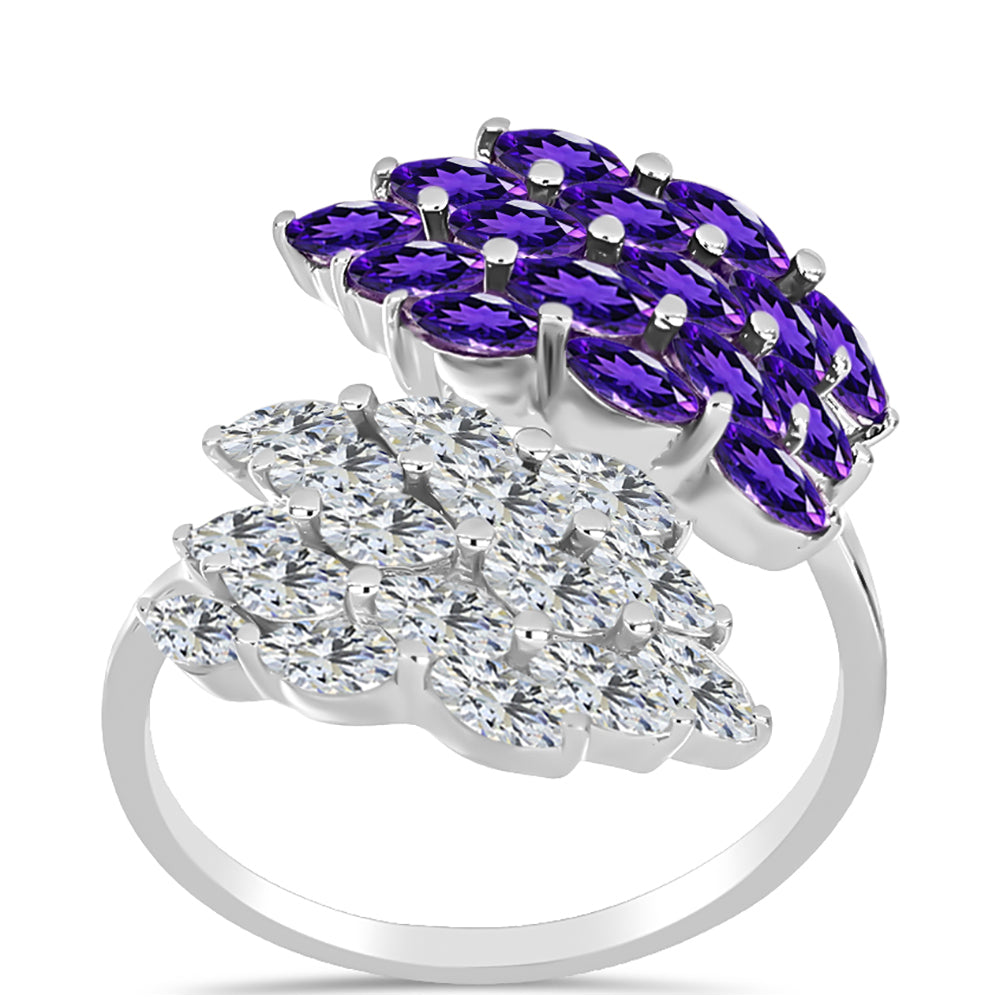 Silberring mit marokkanischem Amethyst und weißem Topas