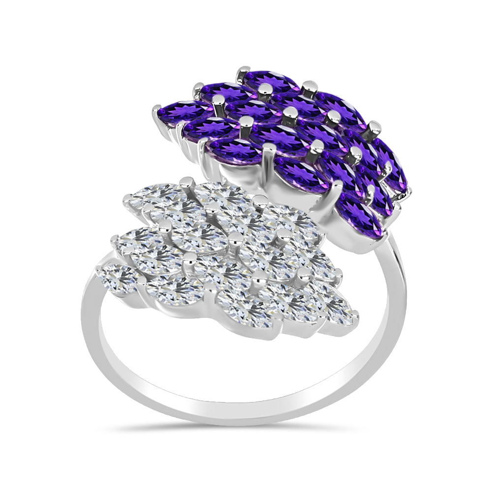Silberring mit marokkanischem Amethyst und weißem Topas