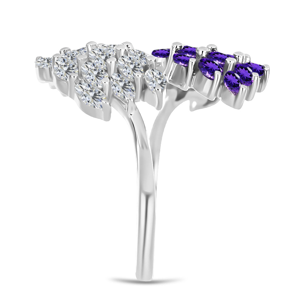 Silberring mit marokkanischem Amethyst und weißem Topas 4 
