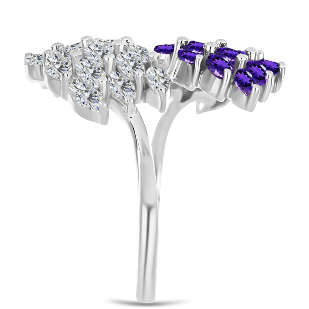 Silberring mit marokkanischem Amethyst und weißem Topas