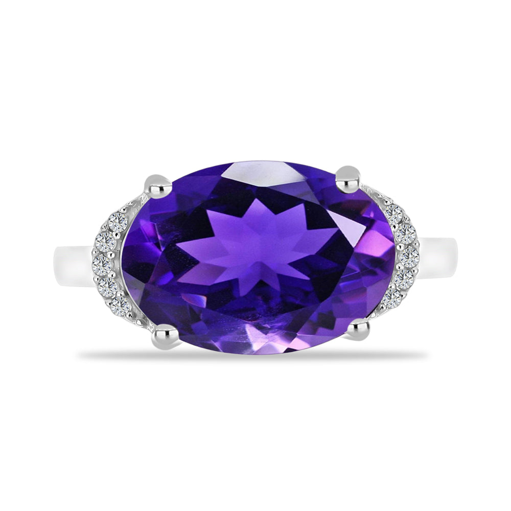 Silberring mit marokkanischem Amethyst und weißem Topas 1 