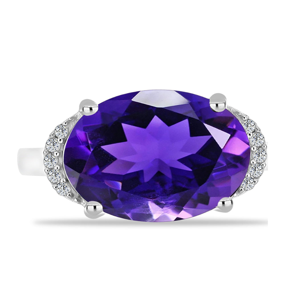 Silberring mit marokkanischem Amethyst und weißem Topas 5 