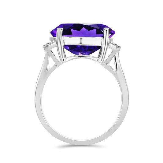 Silberring mit marokkanischem Amethyst und weißem Topas