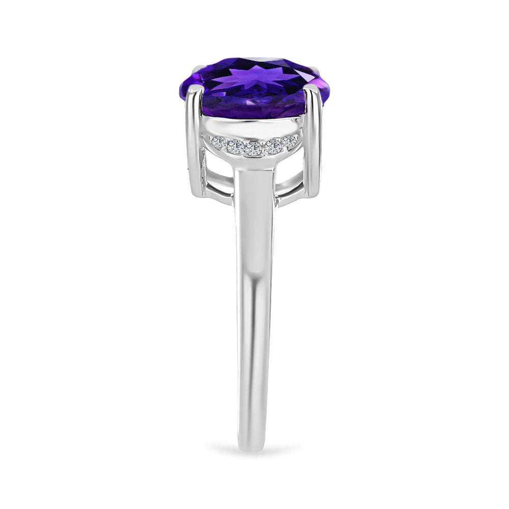 Silberring mit marokkanischem Amethyst und weißem Topas 4 