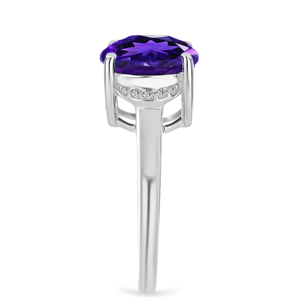 Silberring mit marokkanischem Amethyst und weißem Topas 8 