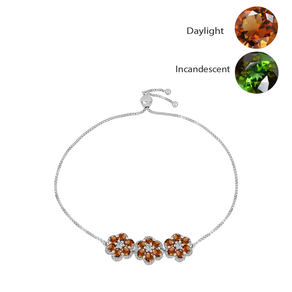 Silberarmband mit zertifiziertem laborgezüchteten Zultanit aus Anatolien und weißem Topas