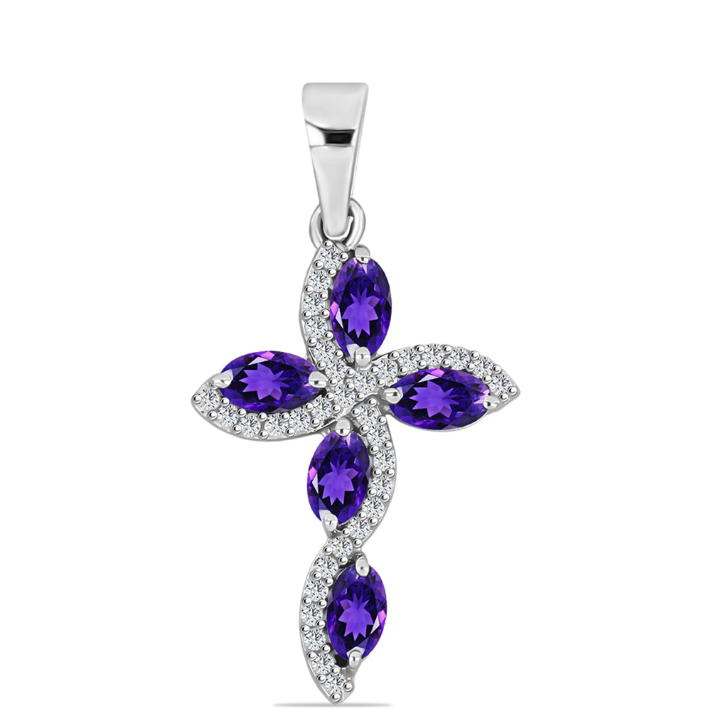 Silberanhänger mit marokkanischem Amethyst und weißem Topas 3 